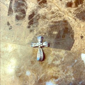 Sterling silver diamond cluster cross